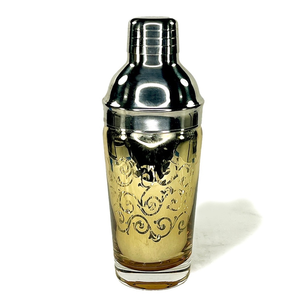 Gold Artland Glass Cocktail Shaker with Scrollwork